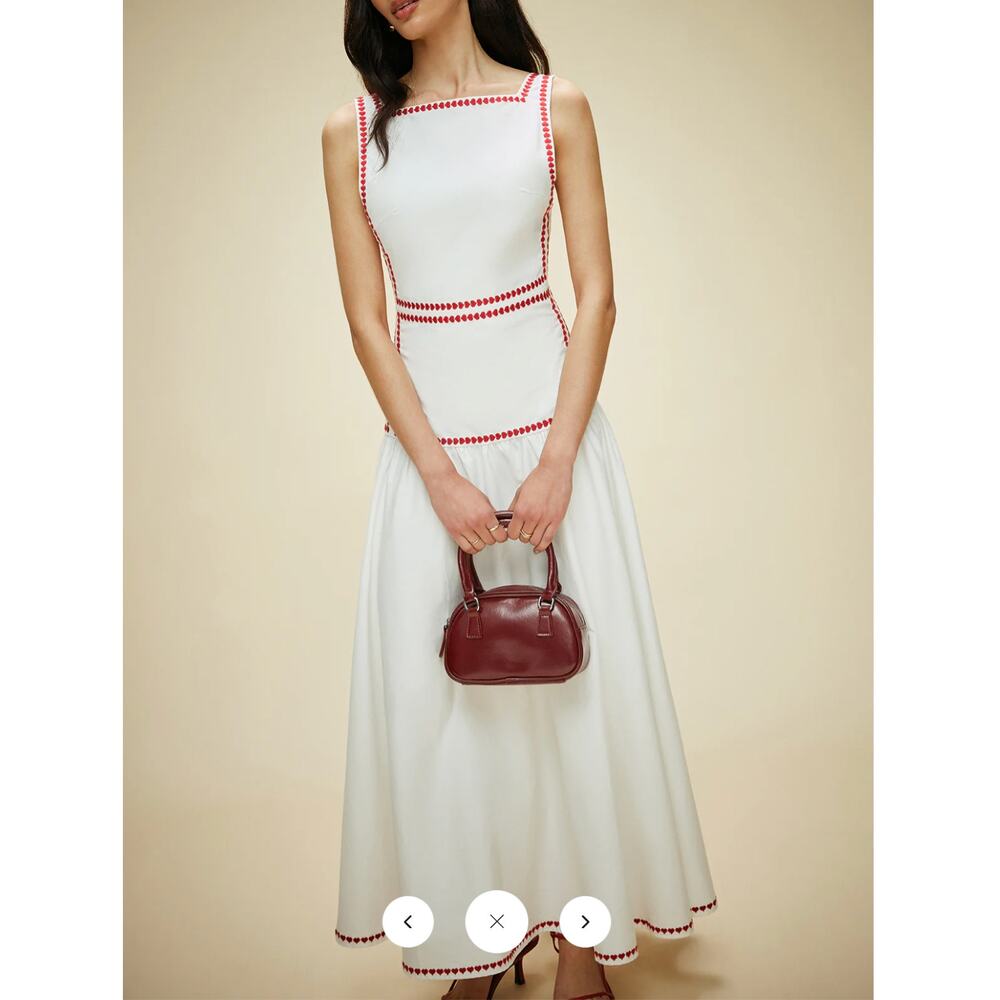 Commense White Maxi Dress with Red Contrast Trim - Picture 6 of 6